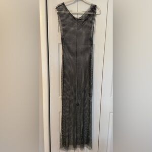 Silence + Noise Black Mesh Sequined Maxi Dress size XL
